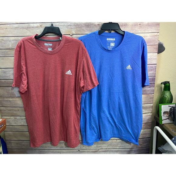 Adidas Mens Aeroready Short Sleeve Training Shirt Size XL Red and Blue bundle - Picture 2 of 7